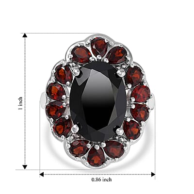 EverTrue Thai Black Spinel and Mozambique Garnet 10.35 ctw Ring in Platinum Bond (Size 5.0)