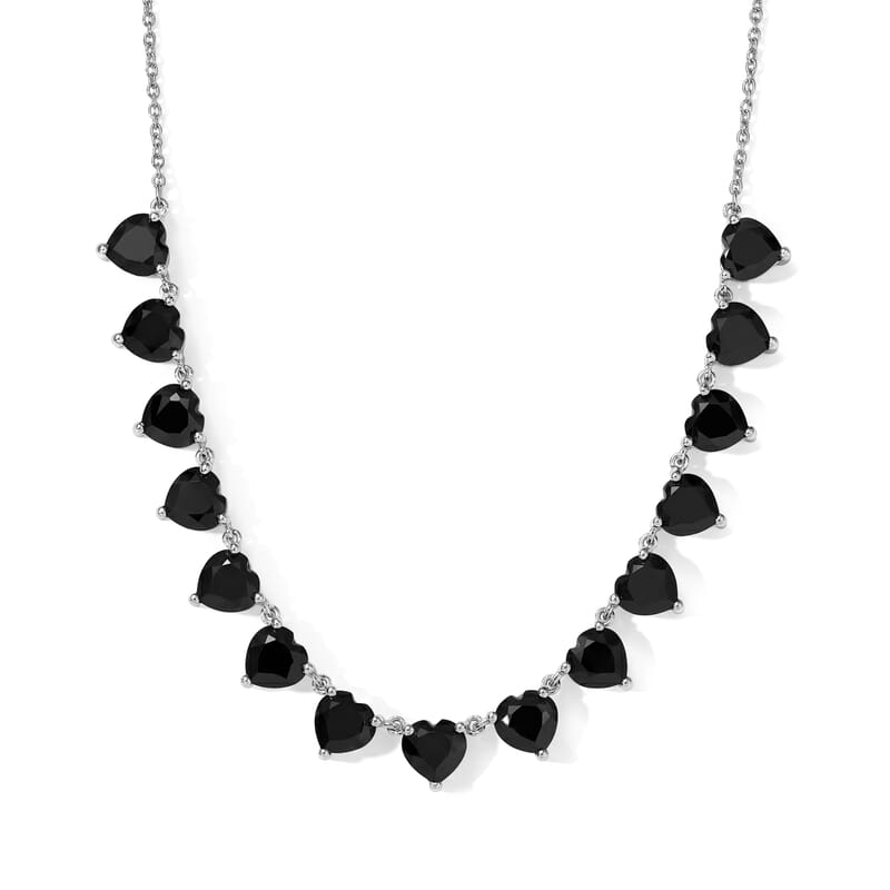 EverTrue Thai Black Spinel 24.30 ctw Noir Romance Necklace (18 Inches) in Platinum Bond
