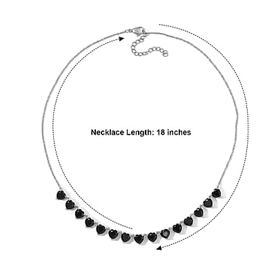 EverTrue Thai Black Spinel 24.30 ctw Necklace (18 Inches) in Platinum Bond