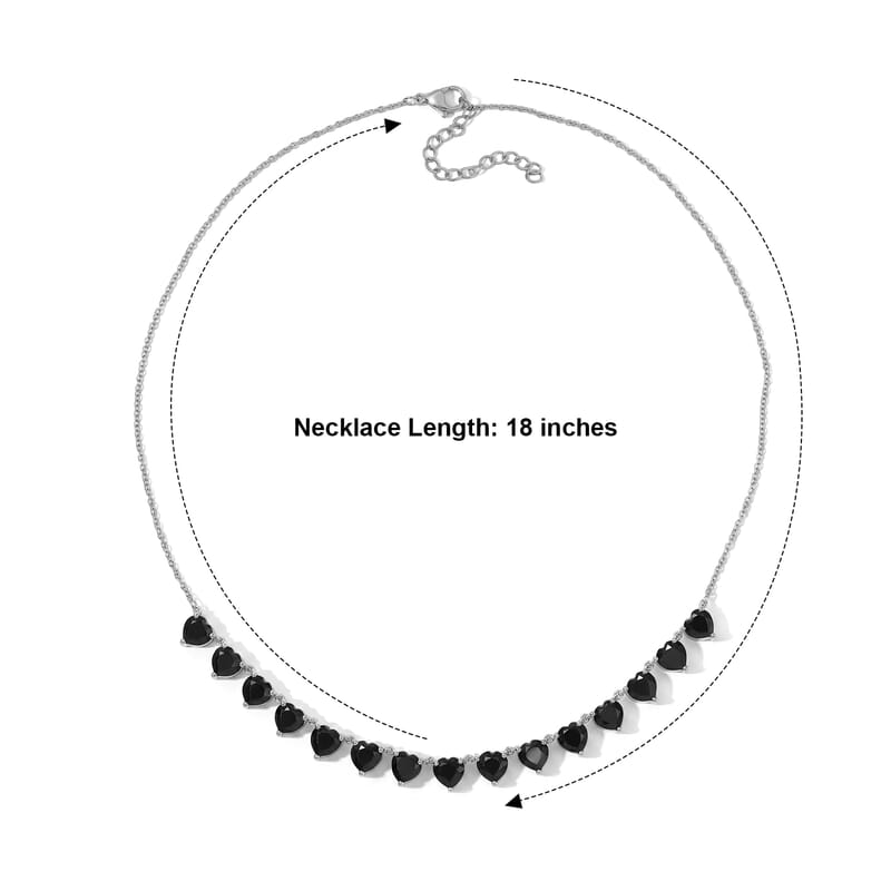 EverTrue Thai Black Spinel 24.30 ctw Noir Romance Necklace (18 Inches) in Platinum Bond