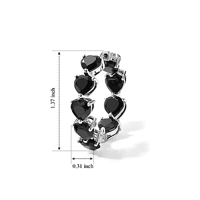 EverTrue Thai Black Spinel 28.50 ctw Hoop Earrings in Platinum Bond