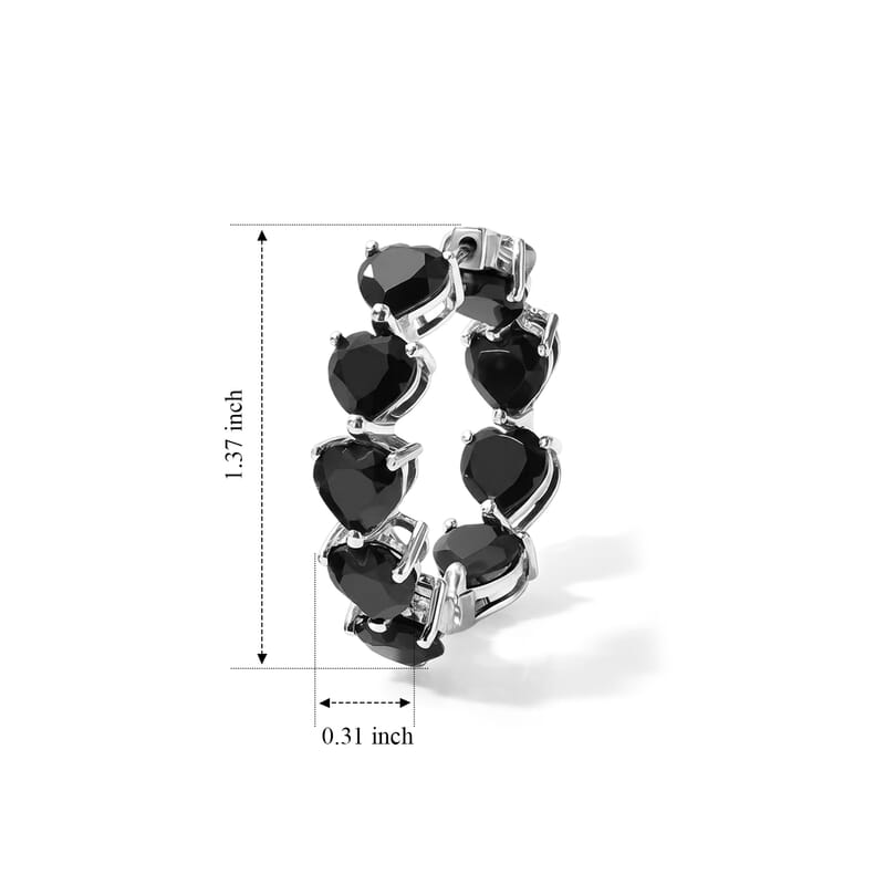 EverTrue Thai Black Spinel 28.50 ctw Noir Romance Hoop Earrings in Platinum Bond