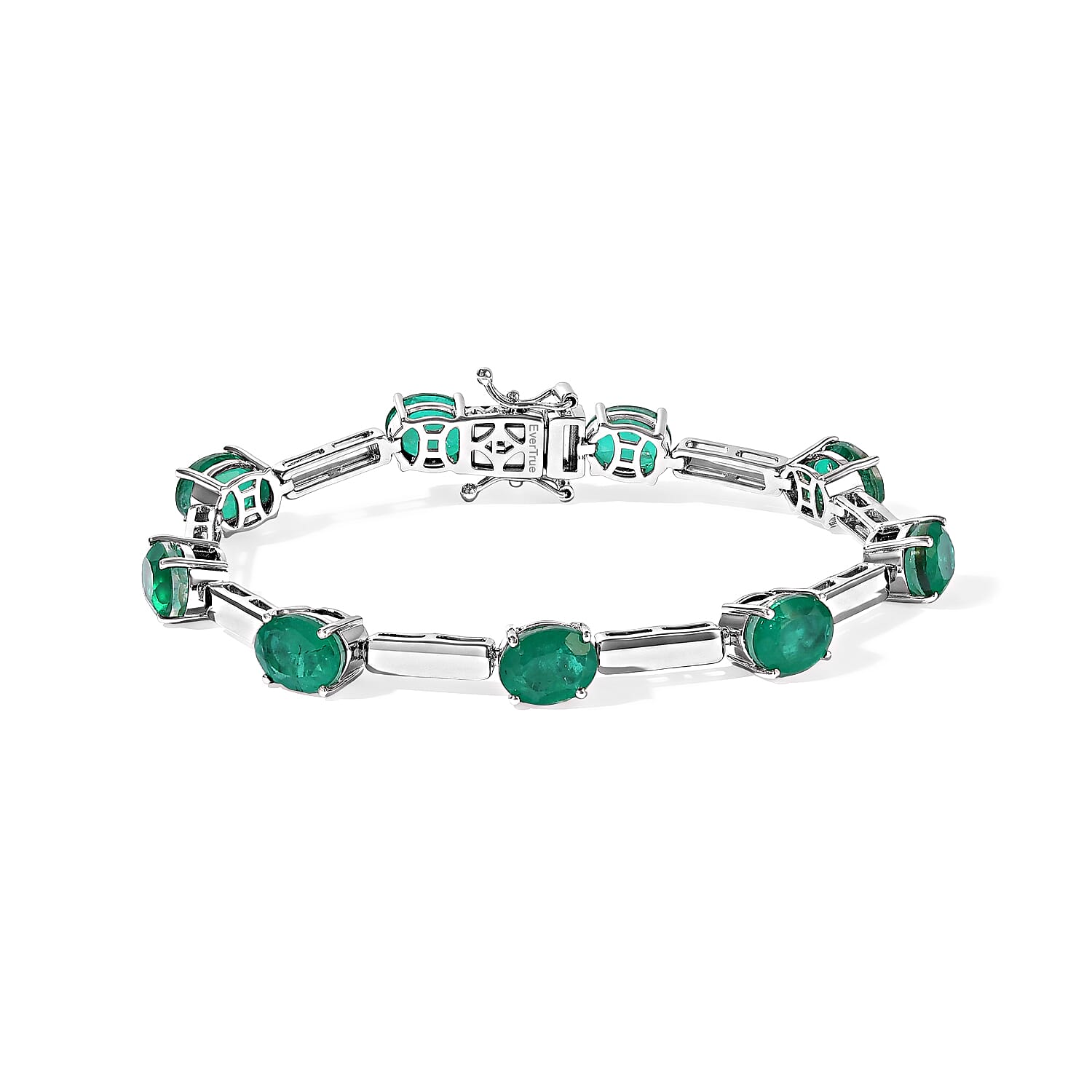 EverTrue Emeraldine Quartz (Triplet) 12.00 ctw Tennis Bracelet in Platinum Bond (6.50 In)