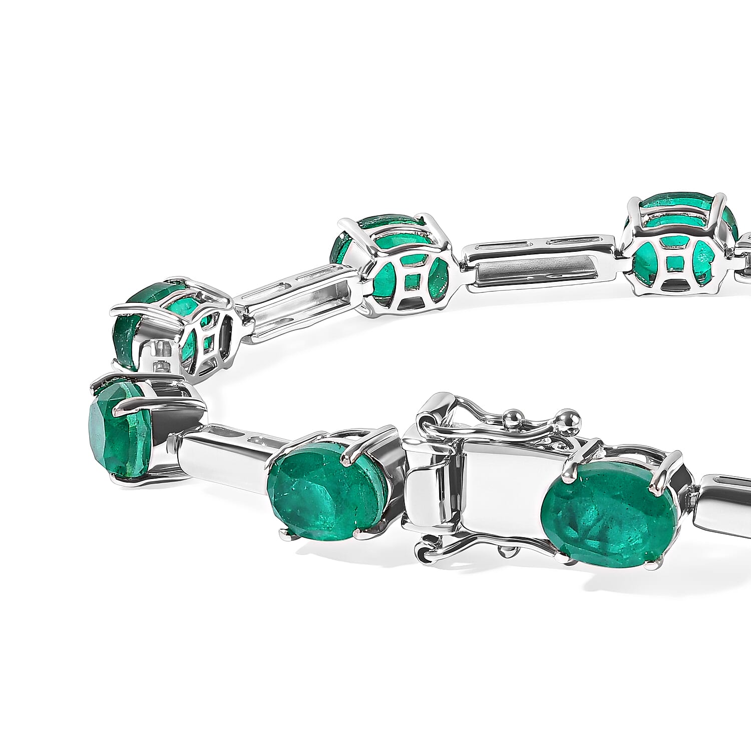 EverTrue Emeraldine Quartz (Triplet) 12.00 ctw Tennis Bracelet in Platinum Bond (6.50 In)