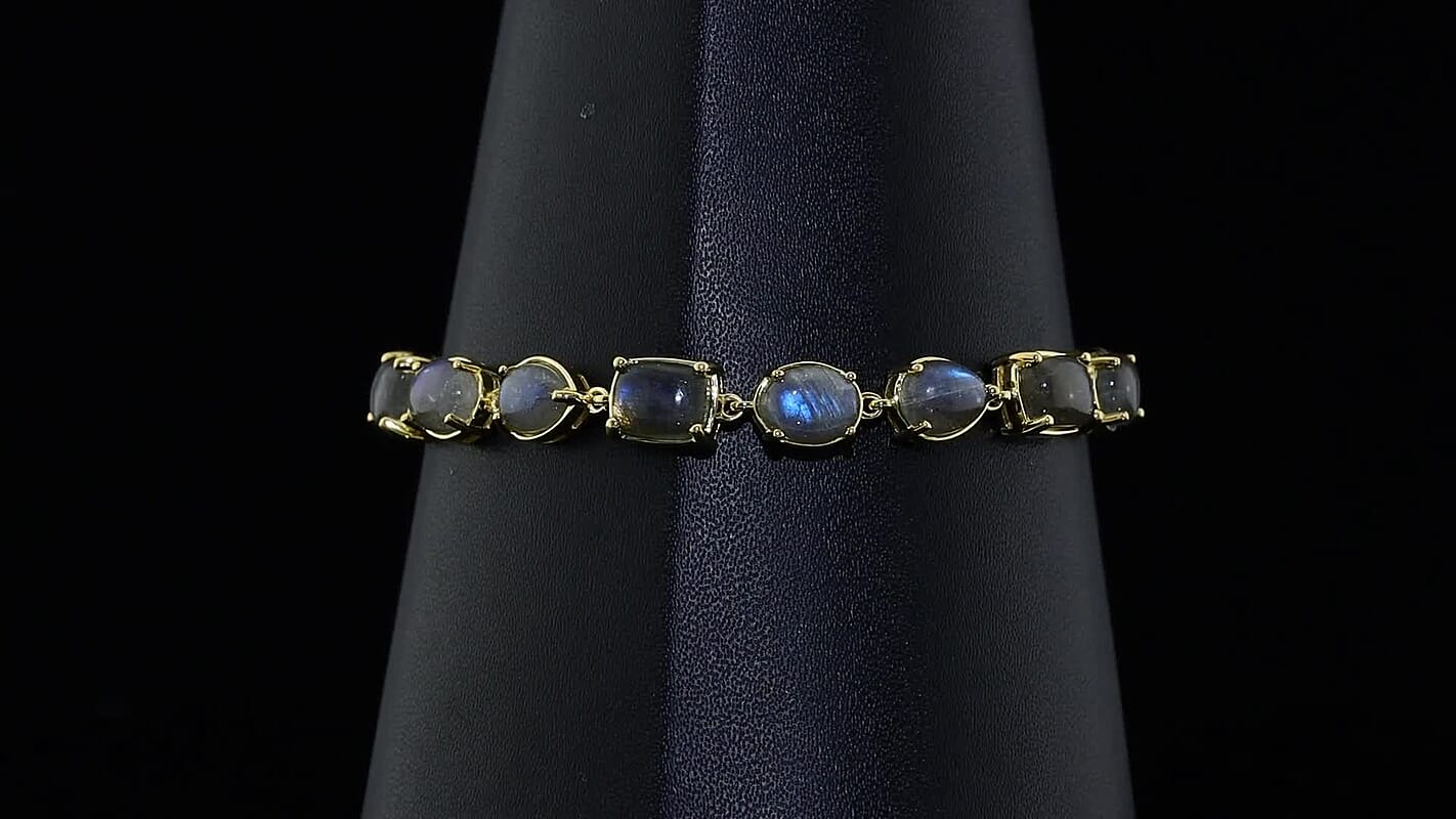 EverTrue AAA Malagasy Labradorite Bracelet in 18K YG Plated (7.25 In) 23.70 ctw