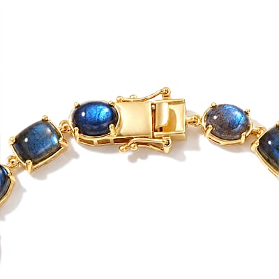 EverTrue AAA Malagasy Labradorite 25.35 ctw Bloomline Bracelet in 18K Yellow Gold Plated (7.25 In)
