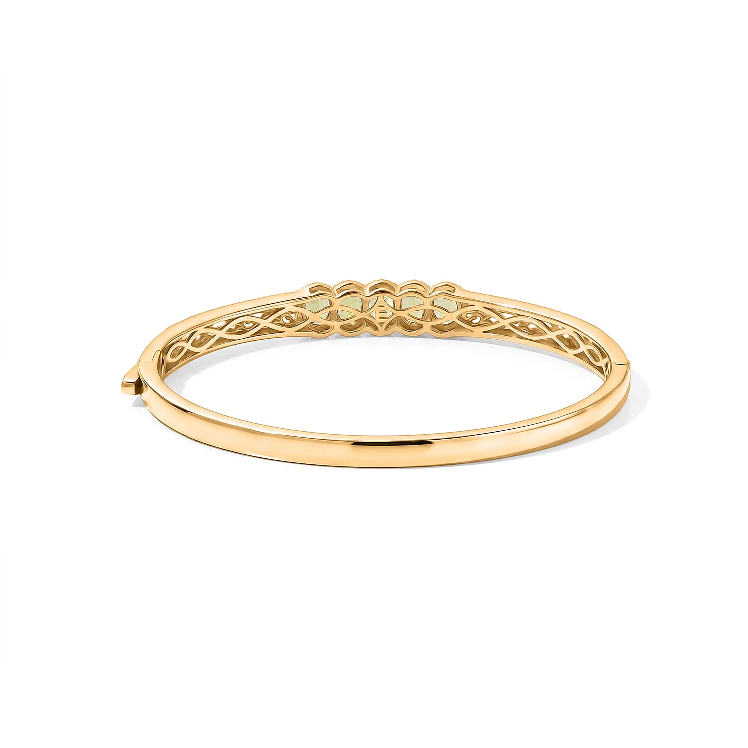 EverTrue Hebei Peridot 4.25 ctw Bangle Bracelet in 18K YG Plated (6.5 In)