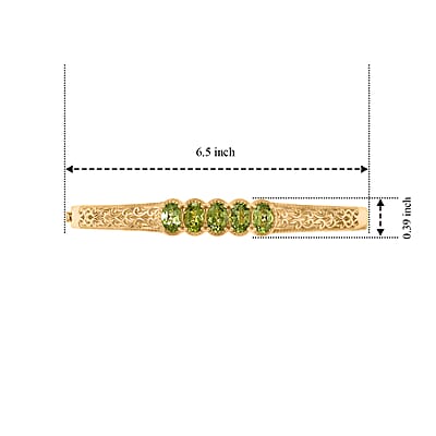 EverTrue Hebei Peridot 4.25 ctw Bangle Bracelet in 18K YG Plated (6.5 In)