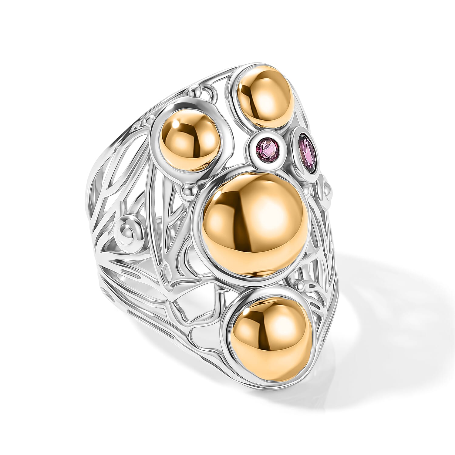 D''Joy Passport to Israel Premium Orissa Rhodolite Garnet Ring in 18K Vermeil YG and Rhodium Over Sterling Silver (Size 10.0) 0.35 ctw
