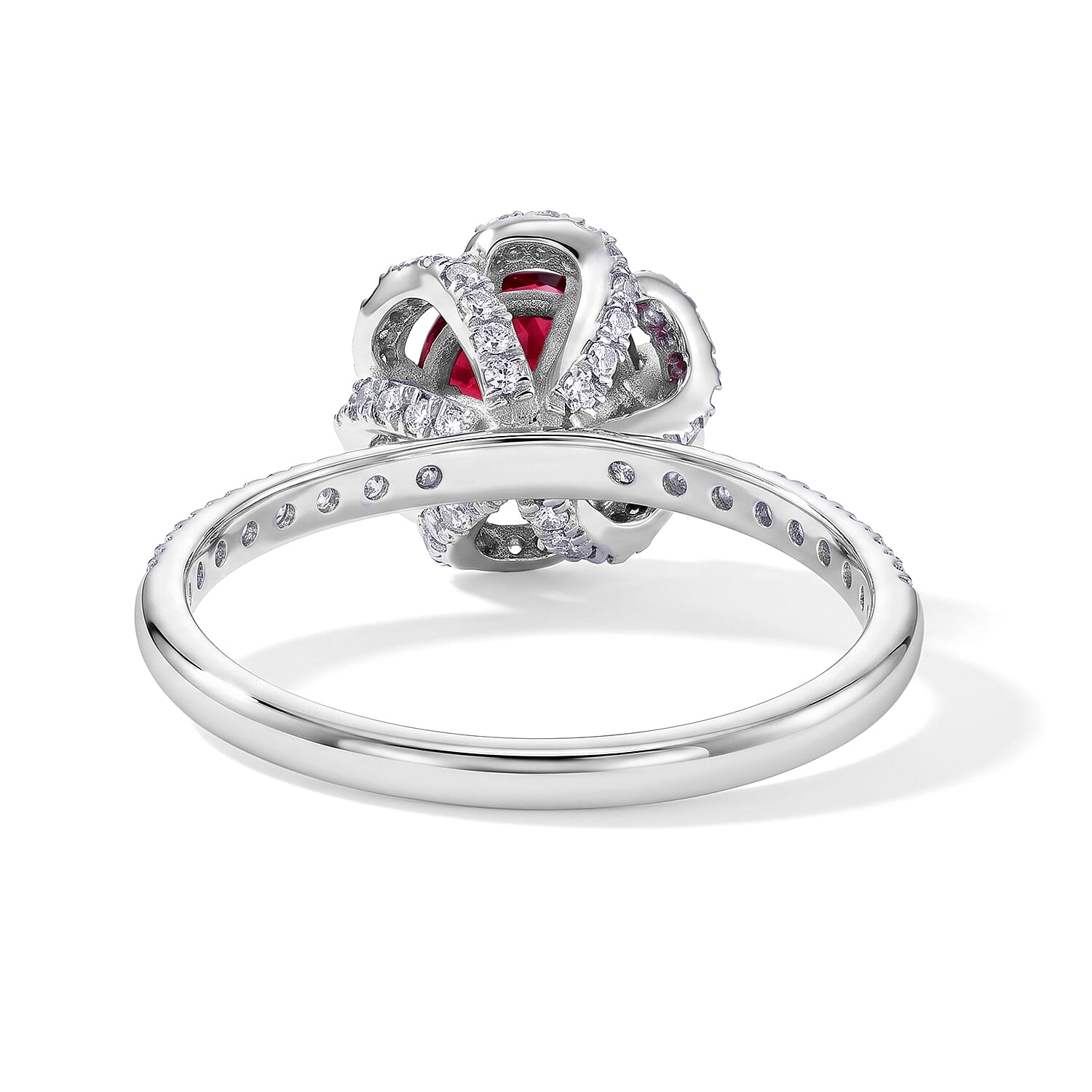 Mozambique Garnet and Simulated Diamond 1.40 ctw Ring in Sterling Silver (Size 7.0)