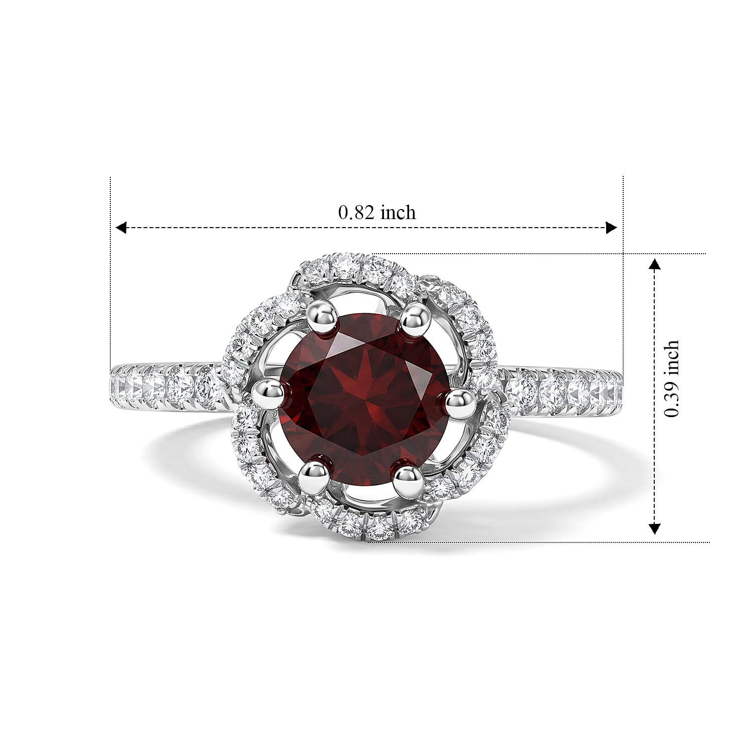 Mozambique Garnet and Simulated Diamond 1.40 ctw Ring in Sterling Silver (Size 7.0)