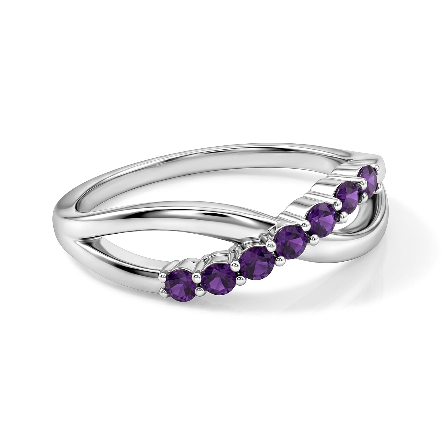 Amethyst  Ring Sterling Silver 0.28 ctw