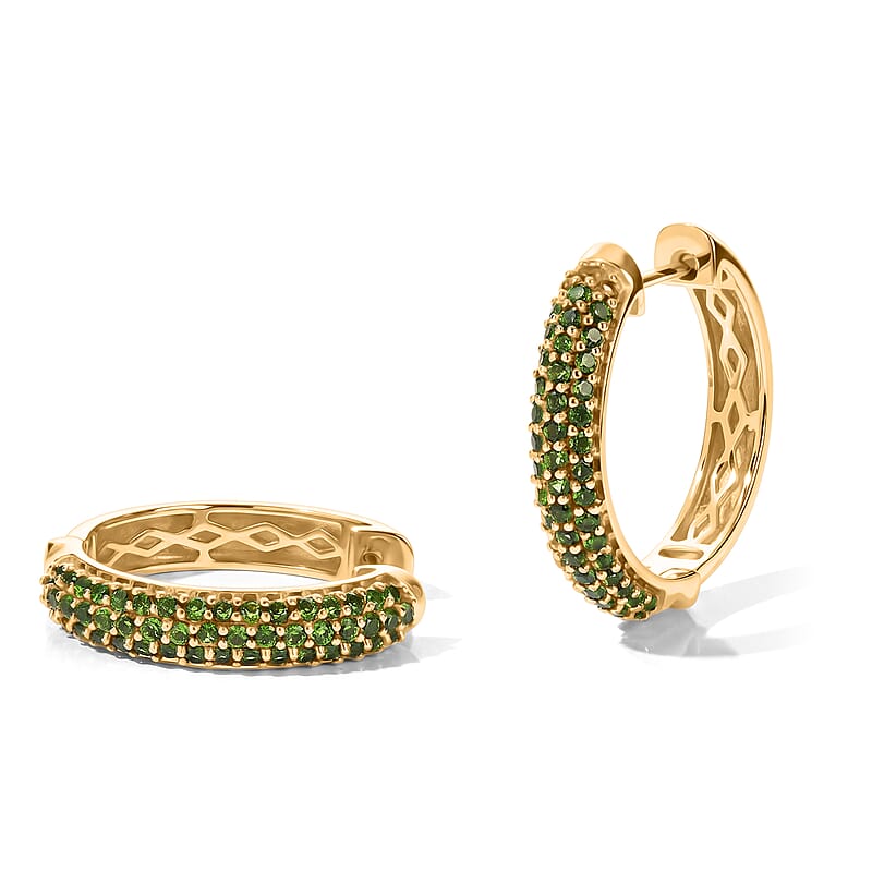 D'Joy Rachel Roy Chrome Diopside 1.70 ctw Hoop Earrings in 18K Vermeil Yellow Gold Over Sterling Silver