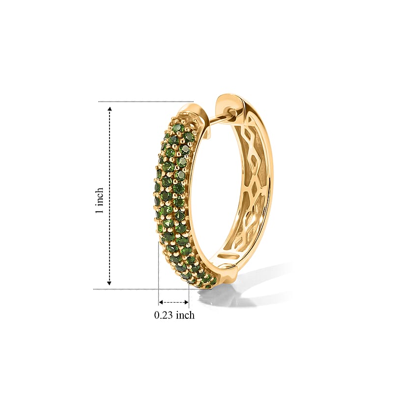 D'Joy Rachel Roy Chrome Diopside 1.70 ctw Hoop Earrings in 18K Vermeil Yellow Gold Over Sterling Silver