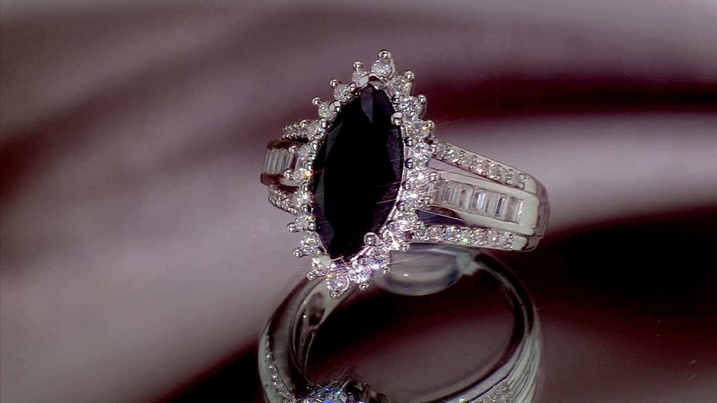 D''Joy Black and White Moissanite 3.50 ctw Ring in Rhodium Over Sterling Silver (Size 10.0)