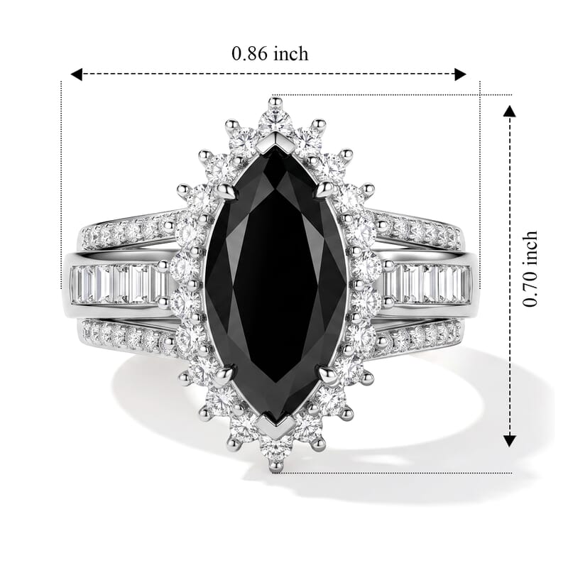 D'Joy Black and White Moissanite 3.50 ctw Ring in Rhodium Over Sterling Silver (Size 6.0)