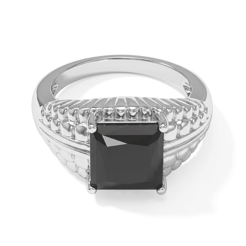 EverTrue Black Moissanite 4.80 ctw Men's Ring in Stainless Steel (Size 9.0)
