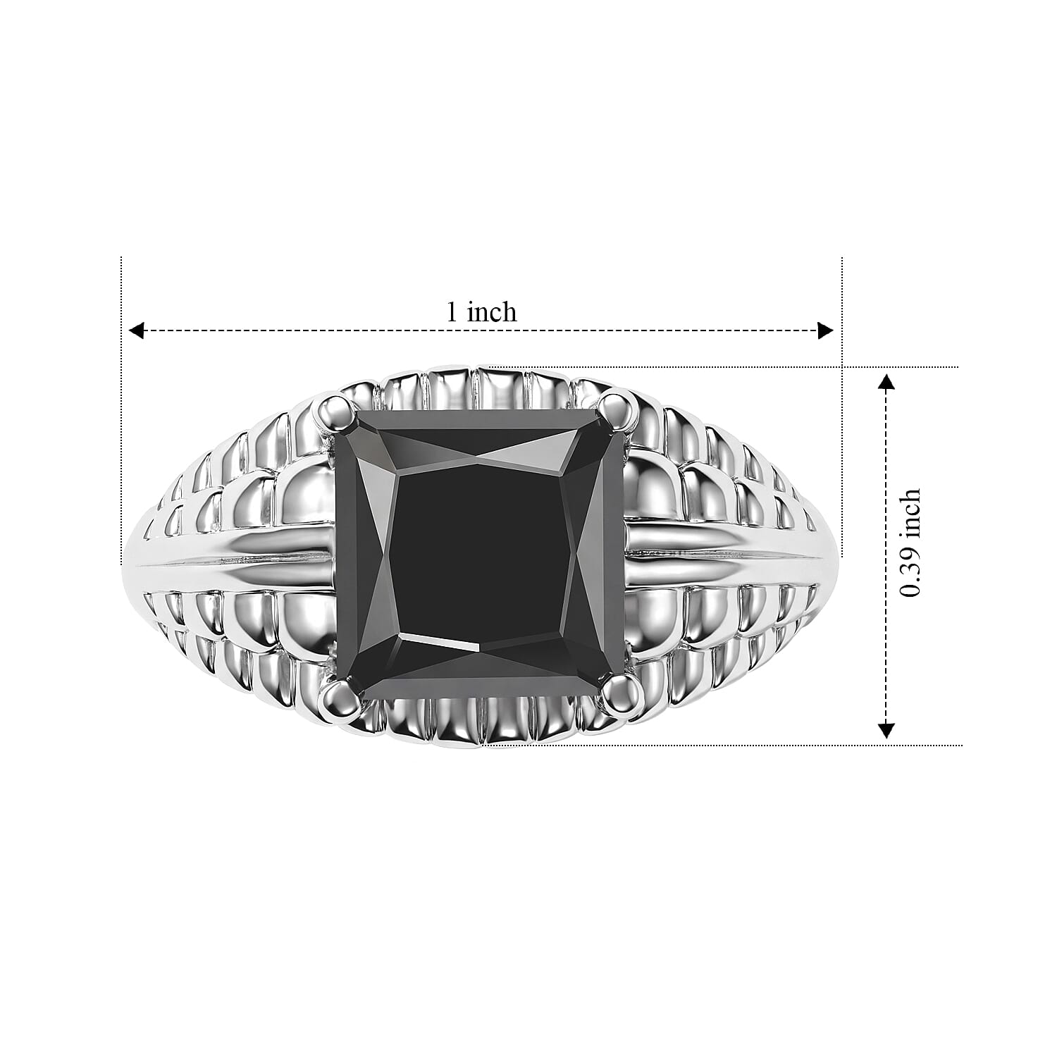 EverTrue Black Moissanite 4.80 ctw Men's Ring in Stainless Steel (Size 9.0)