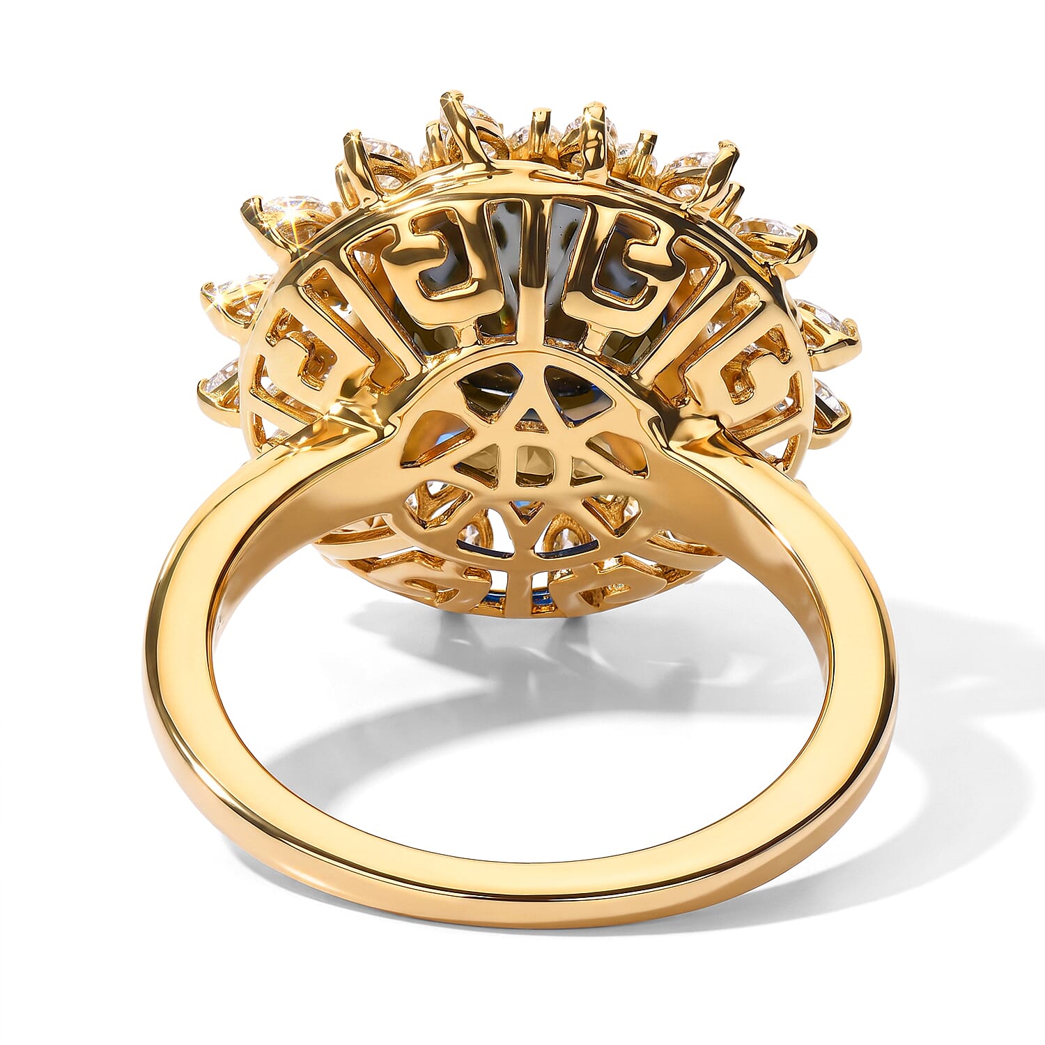 D'Joy Black and White Moissanite 3.85 ctw Ring in 18K Vermeil Yellow Gold Over Sterling Silver (Size 6.0)