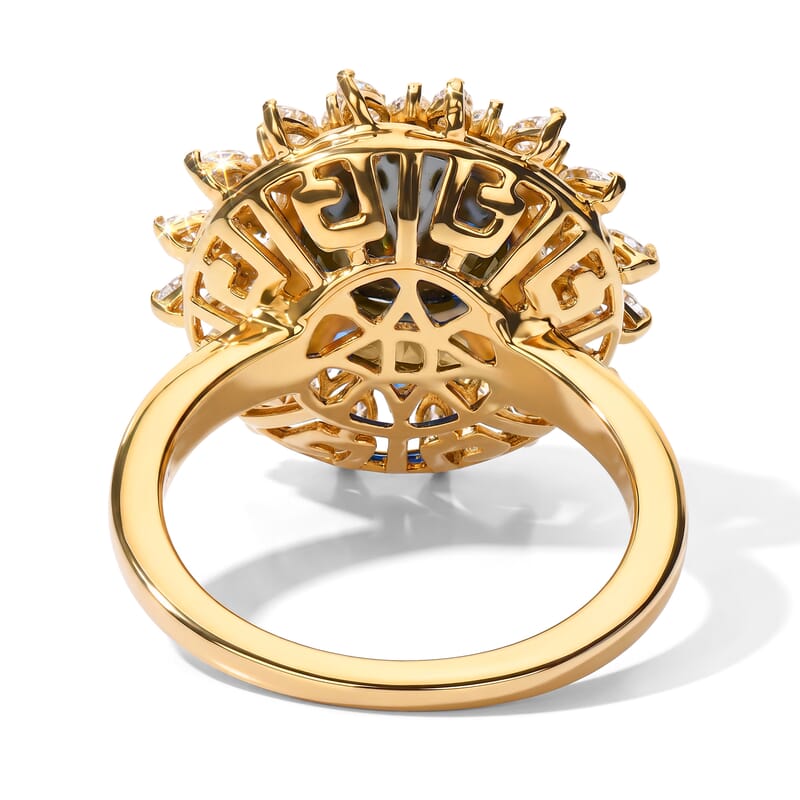 D'Joy Black and White Moissanite 3.85 ctw Ring in 18K Vermeil Yellow Gold Over Sterling Silver (Size 6.0)