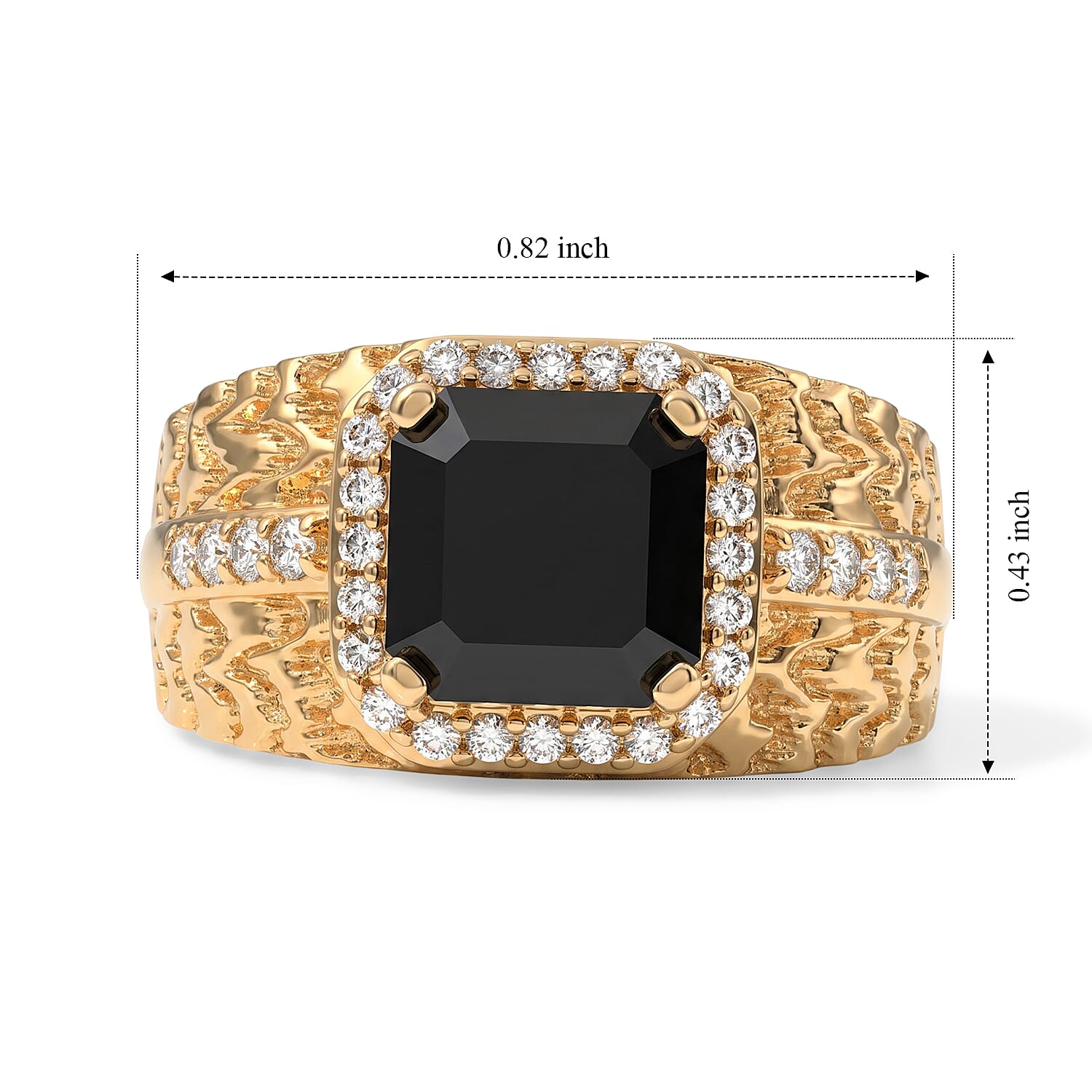 EverTrue Black and White Moissanite 3.10 ctw Ring in 18K YG Plated (Size 5.0)