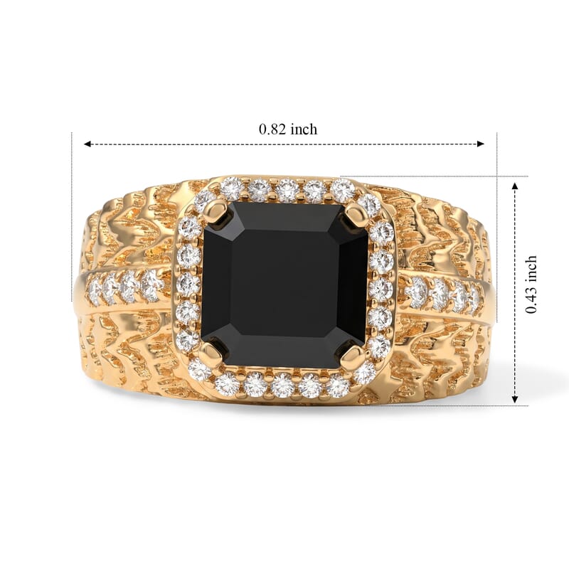 EverTrue Black and White Moissanite 3.10 ctw Ring in 18K YG Plated (Size 5.0)