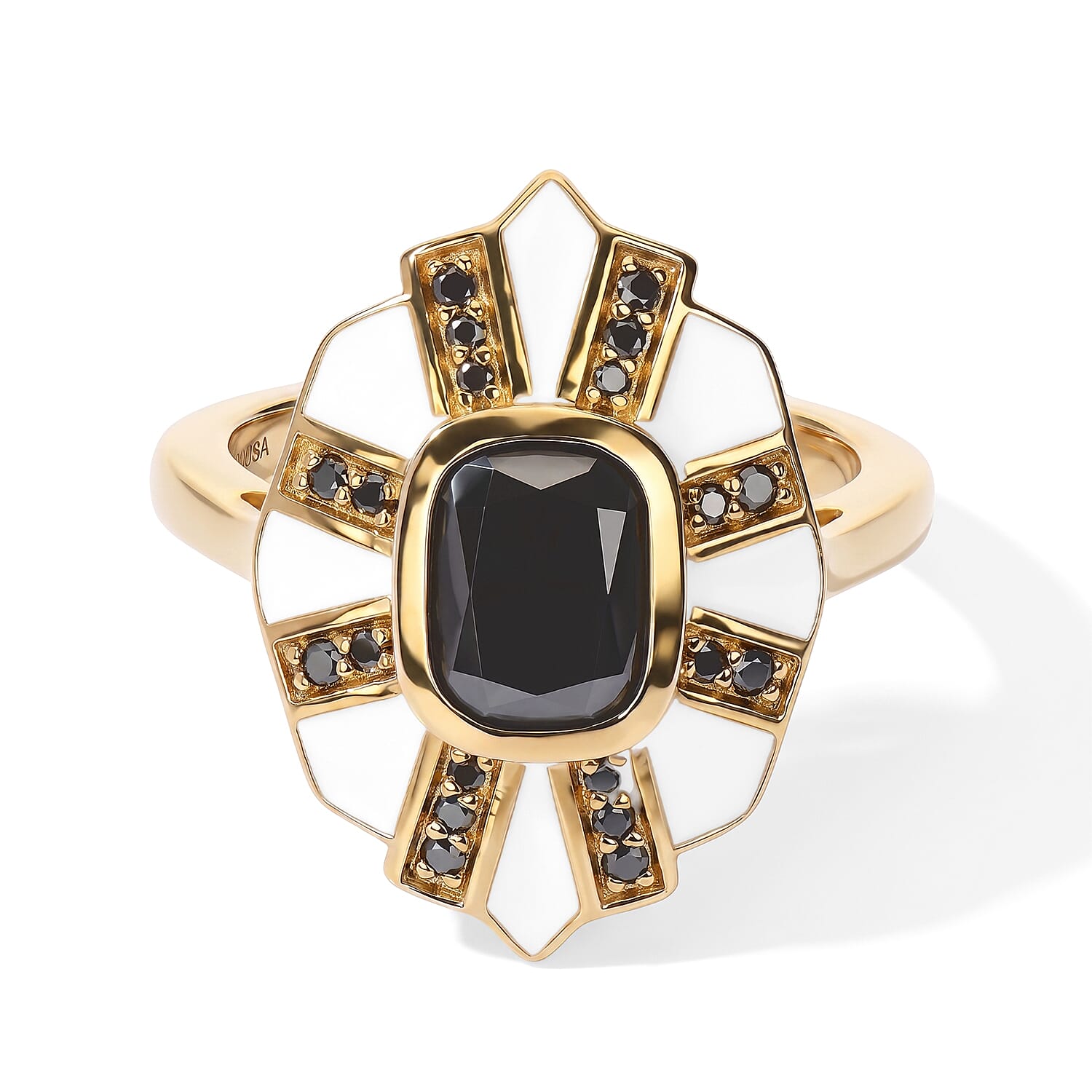 D'Joy Black Moissanite 1.60 ctw Ring in 18K Vermeil Yellow Gold Over Sterling Silver (Size 6.0)