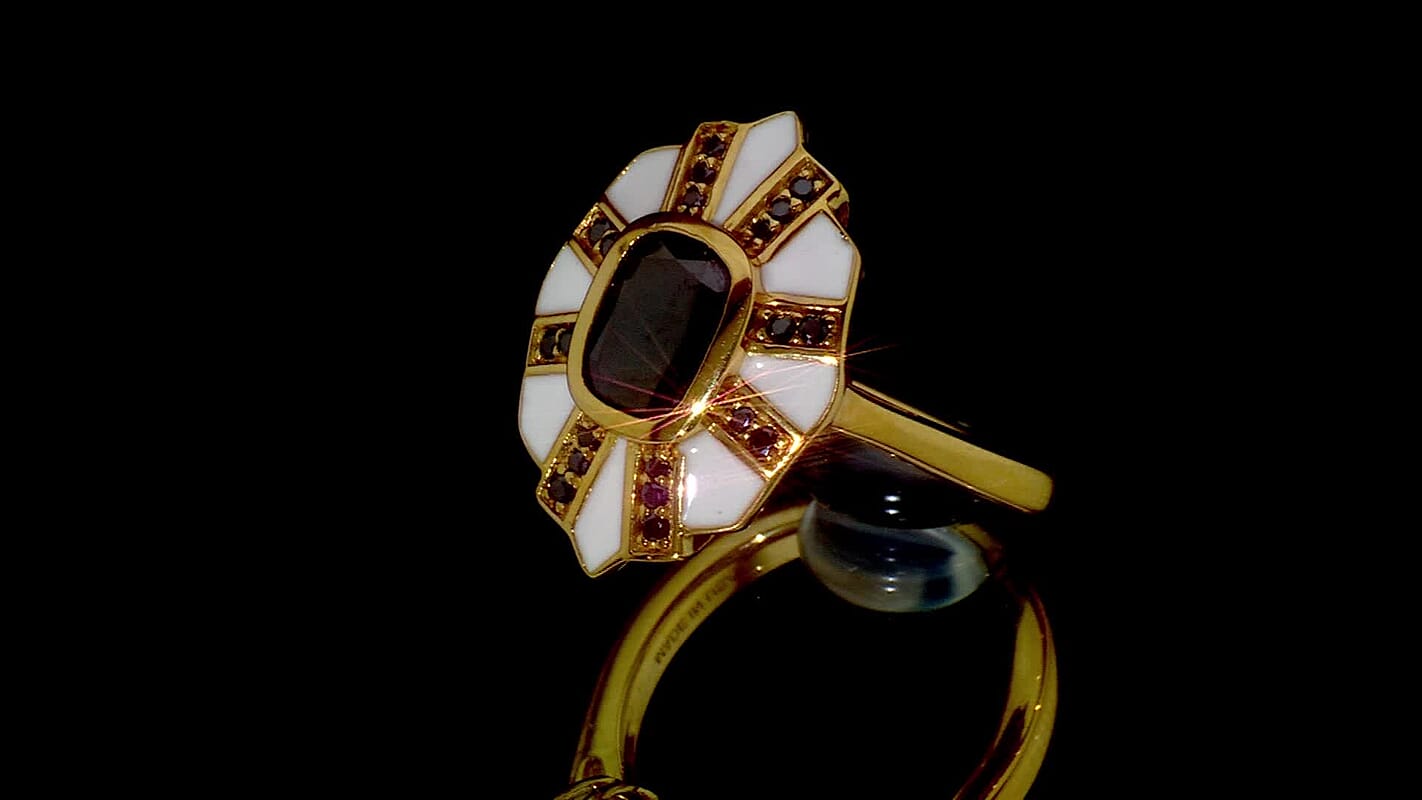 D''Joy Black Moissanite 1.60 ctw Ring in 18K Vermeil Yellow Gold Over Sterling Silver (Size 10.0)