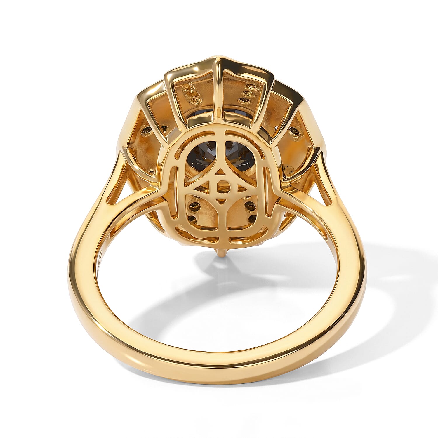 D'Joy Black Moissanite 1.60 ctw Ring in 18K Vermeil Yellow Gold Over Sterling Silver (Size 6.0)