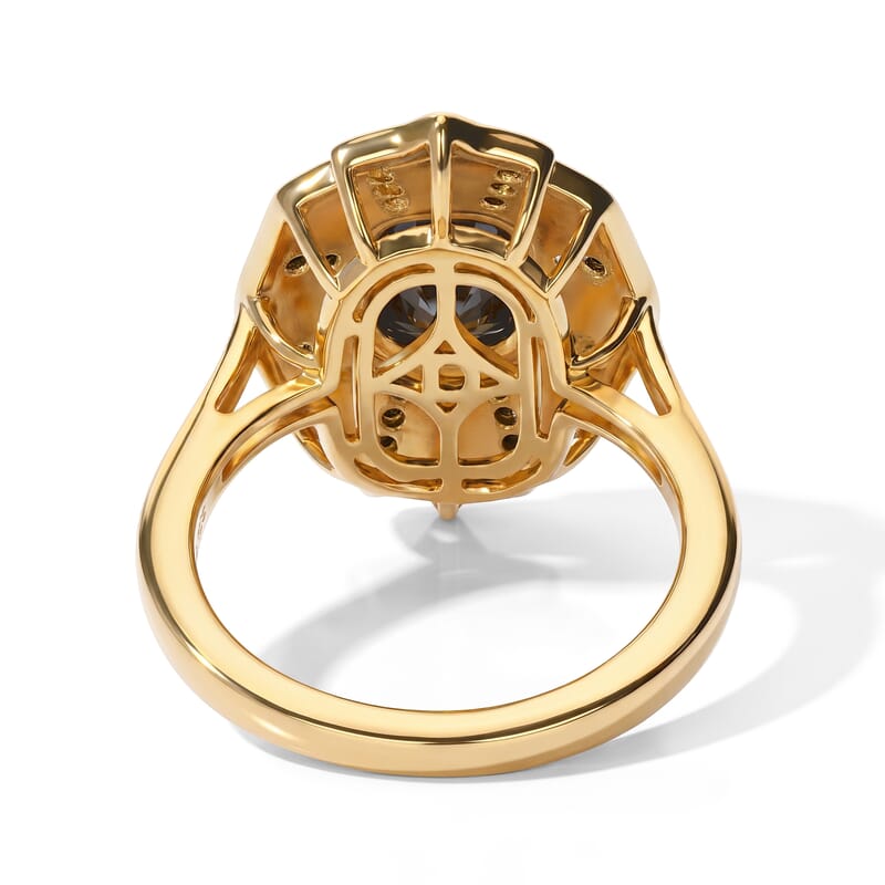 D'Joy Black Moissanite 1.60 ctw Ring in 18K Vermeil Yellow Gold Over Sterling Silver (Size 6.0)