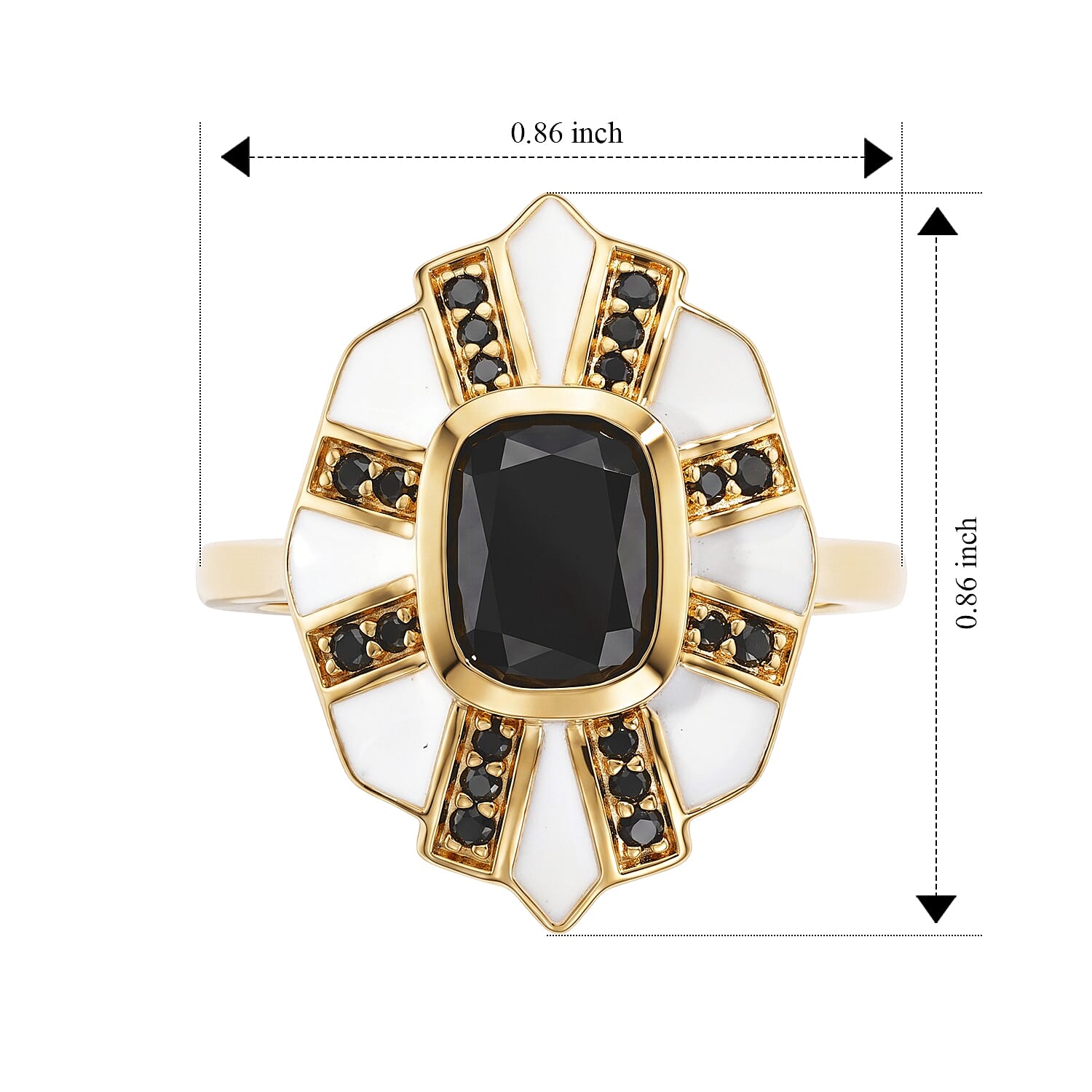 D'Joy Black Moissanite 1.60 ctw Ring in 18K Vermeil Yellow Gold Over Sterling Silver (Size 6.0)
