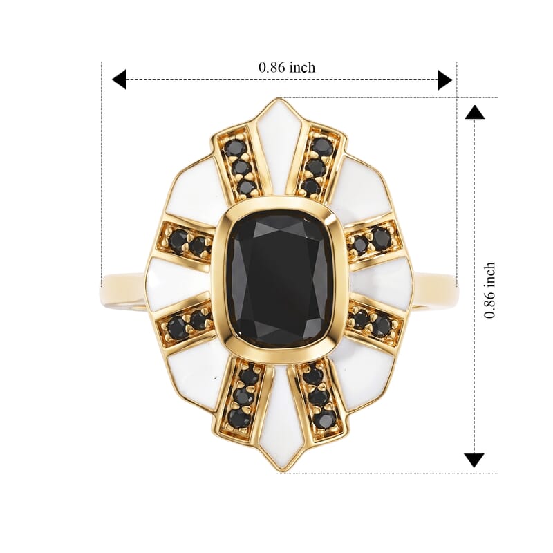 D'Joy Black Moissanite 1.60 ctw Ring in 18K Vermeil Yellow Gold Over Sterling Silver (Size 6.0)