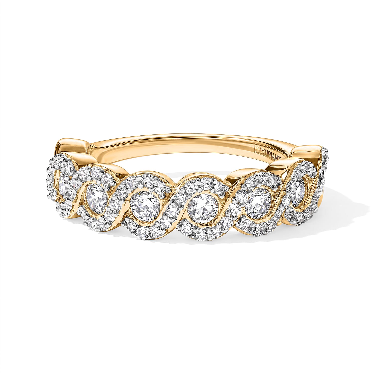 Luxuriant Lab Grown Diamond  Band Ring in 18K YG VermeilSterling Silver 1.02 ctw