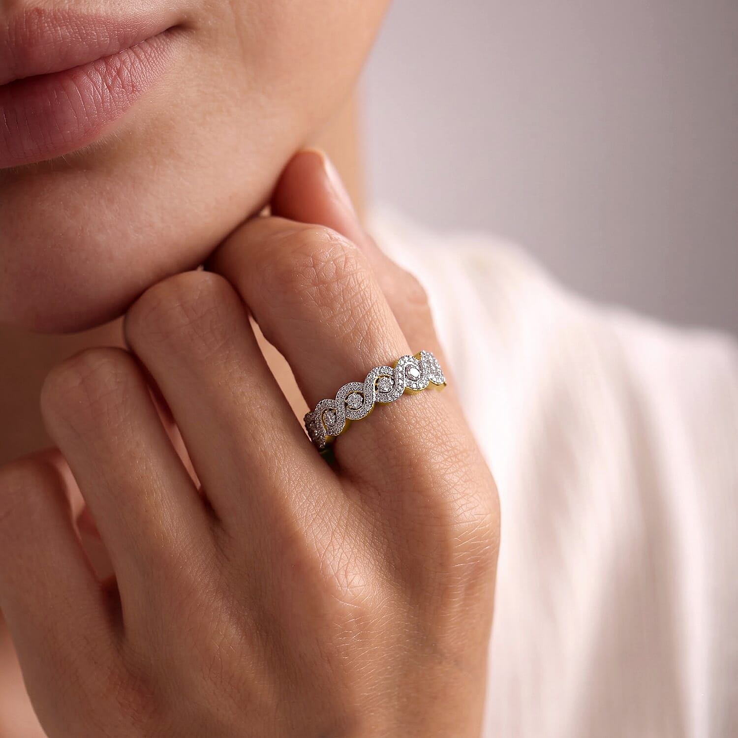 Luxuriant Lab Grown Diamond  Band Ring in 18K YG VermeilSterling Silver 1.02 ctw