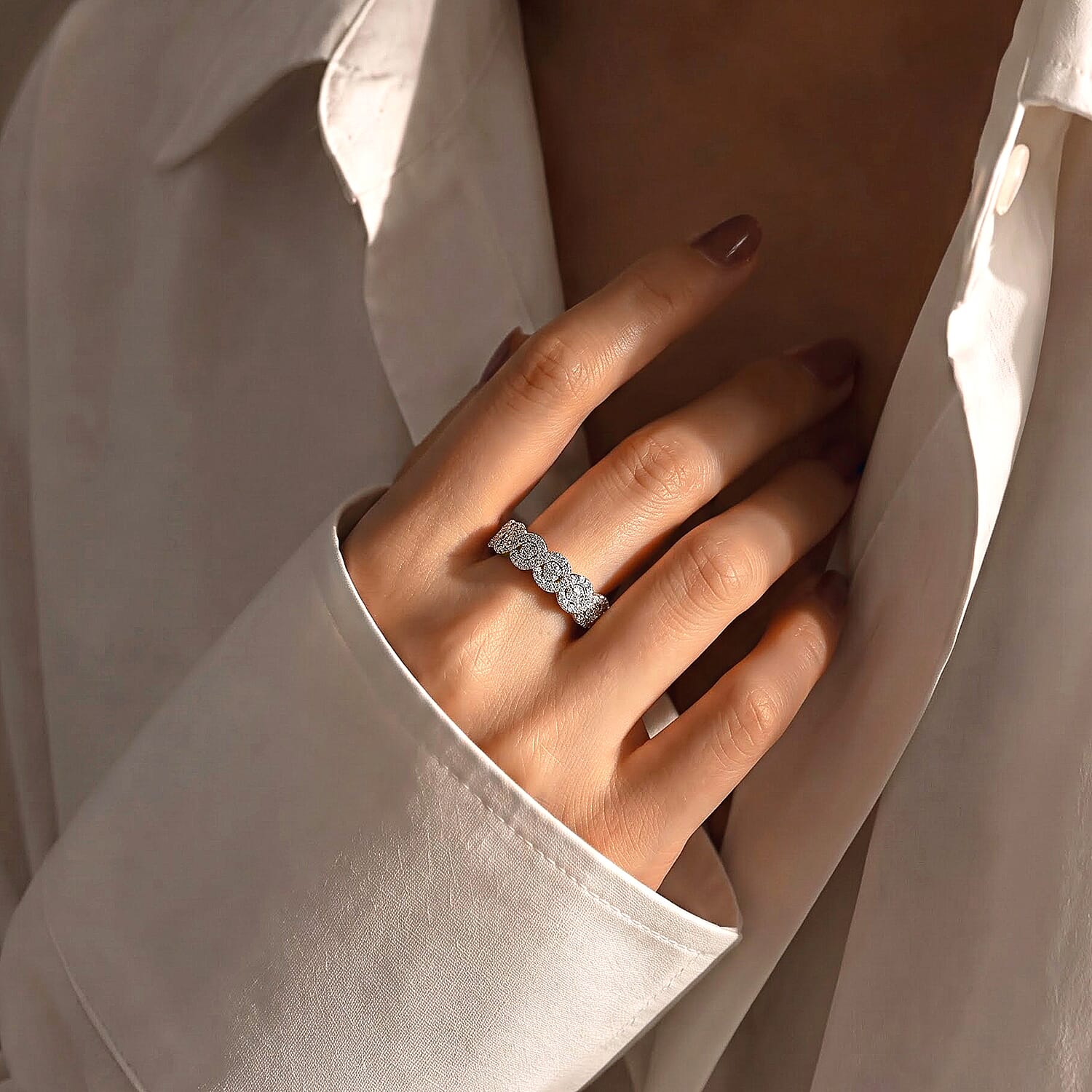 Luxuriant Lab Grown Diamond  Band Ring in 18K YG VermeilSterling Silver 1.02 ctw