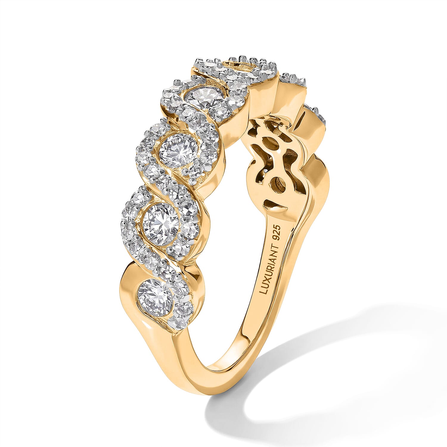 Luxuriant Lab Grown Diamond  Band Ring in 18K YG VermeilSterling Silver 1.02 ctw