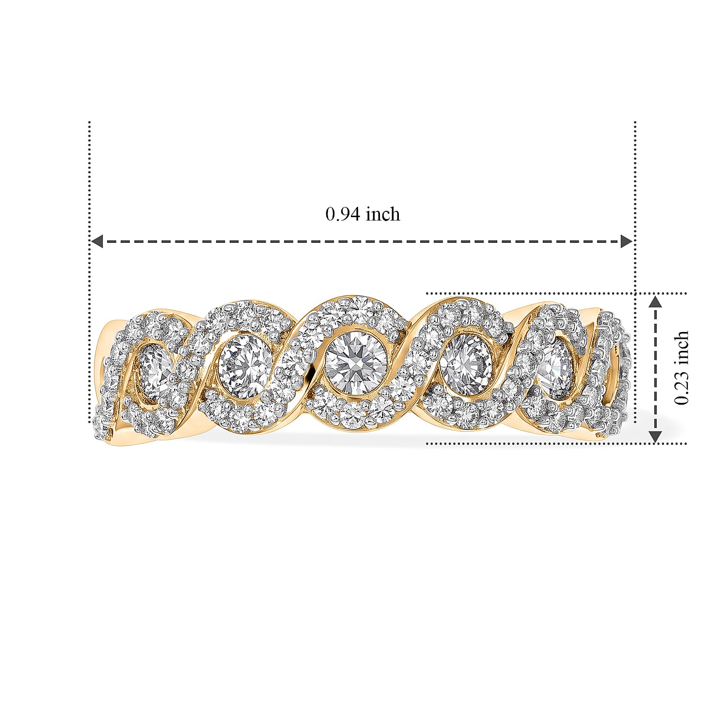Luxuriant Lab Grown Diamond  Band Ring in 18K YG VermeilSterling Silver 1.02 ctw