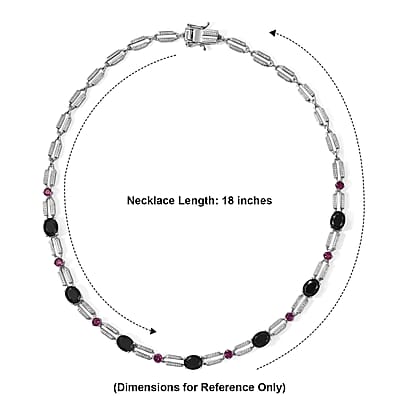 EverTrue Thai Black Spinel and Orissa Rhodolite Garnet 13.15 ctw Necklace (18 Inches) in Platinum Bond