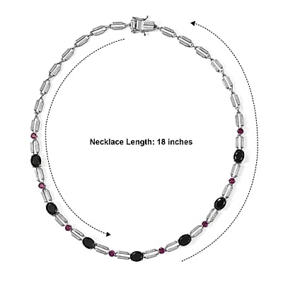 EverTrue Thai Black Spinel and Orissa Rhodolite Garnet 13.15 ctw Necklace (18 Inches) in Platinum Bond