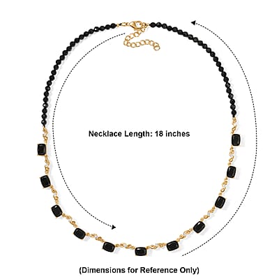 EverTrue Thai Black Spinel and White Zircon 50.20 ctw Necklace (18 Inches) in 18K YG Plated