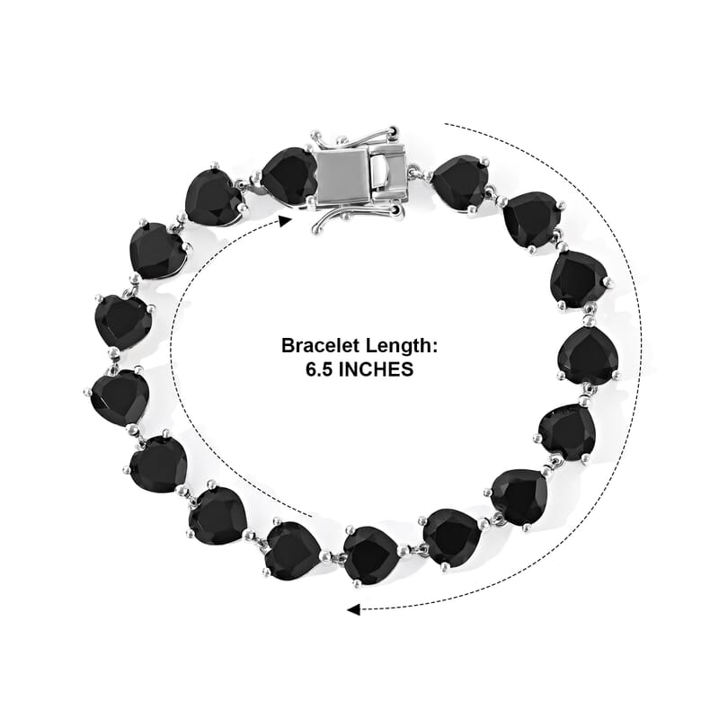 EverTrue Thai Black Spinel 27.25 ctw Noir Romance Bracelet in Platinum Bond (6.50 In)