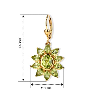 D'Joy Hebei Peridot 2.00 ctw Earrings in Rhodium and 18K Vermeil Yellow Gold Over Sterling Silver