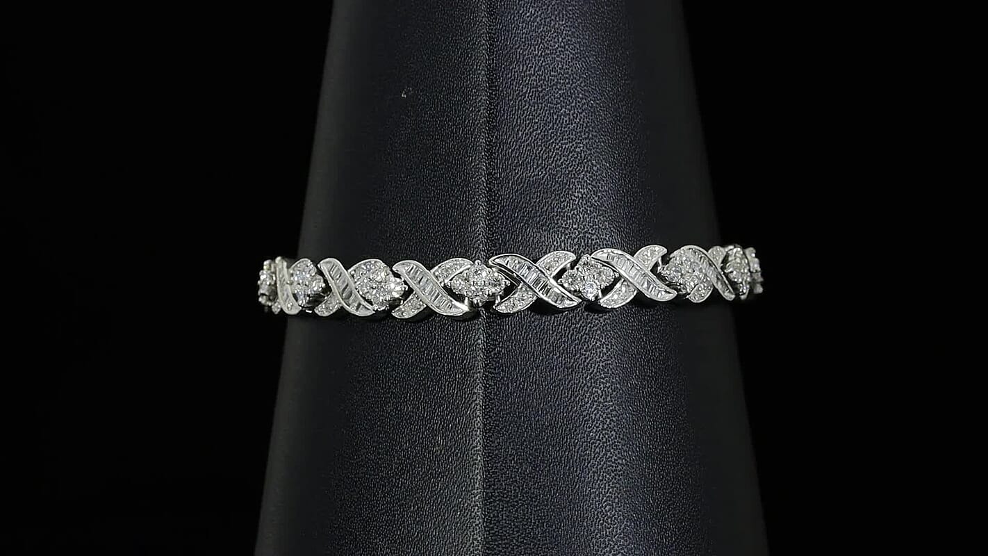 Luxuriant Lab Grown Diamond (G-H, SI) Bracelet in Rhodium Over Sterling Silver (7.25 In) 5.00 ctw