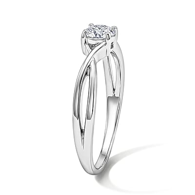 Simulated Diamond Solitaire Ring in Sterling Silver (Size 6.0)