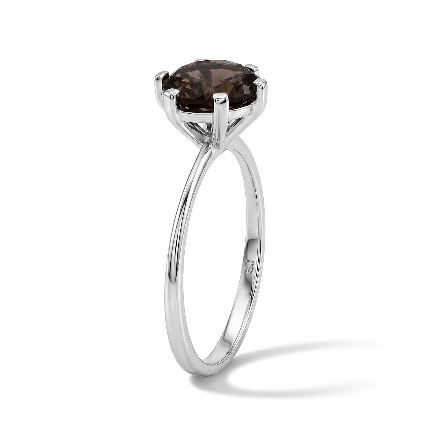 Simulated Brown Diamond Solitaire Ring in Sterling Silver (Size 7.0)