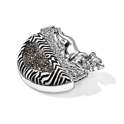 Sajen Silver Astral Black Diamond Window Drusy Quartz 60.00 ctw Pendant Without Chain in Sterling Silver