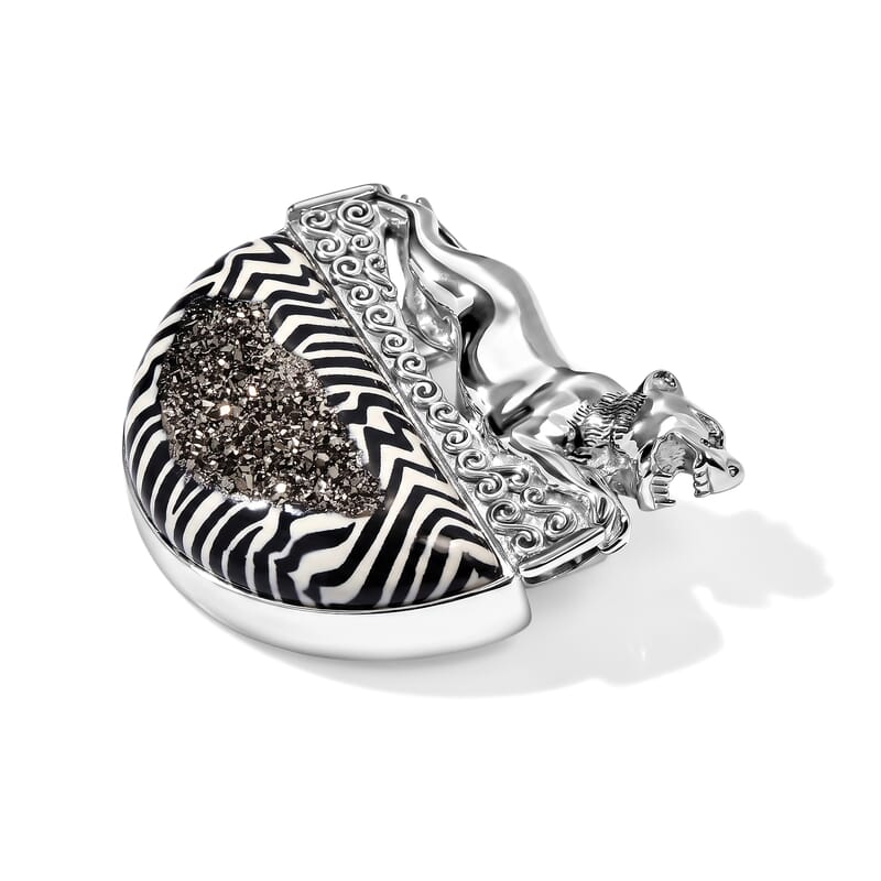 Sajen Silver Astral Black Diamond Window Drusy Quartz 60.00 ctw Pendant Without Chain in Sterling Silver