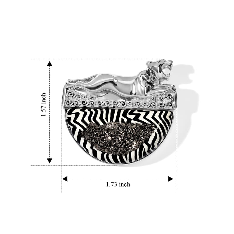 Sajen Silver Astral Black Diamond Window Drusy Quartz 60.00 ctw Pendant Without Chain in Sterling Silver