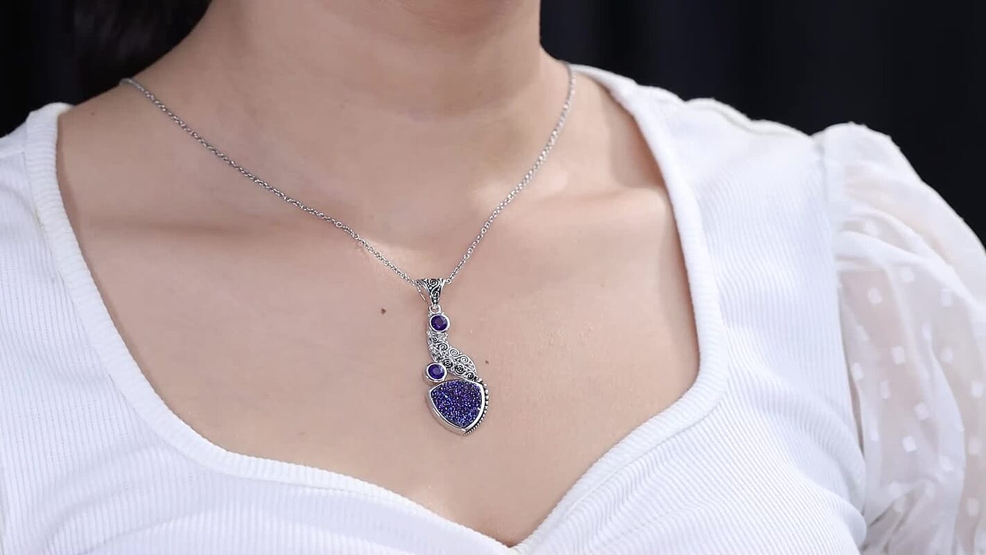 Celestial Swiss Blue Mystic Quartz Pendant Without Chain in Sterling Silver 6.70 ctw