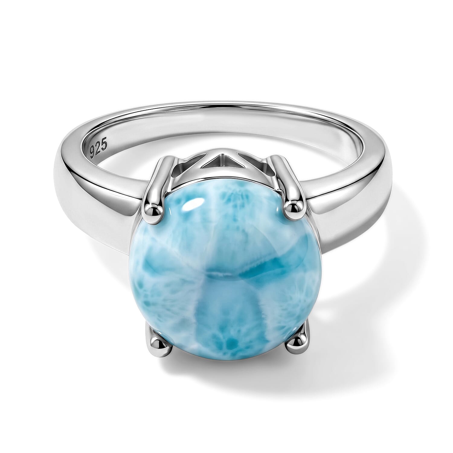 Larimar 5.00 ctw Solitaire Ring in Sterling Silver (Size 7.0)